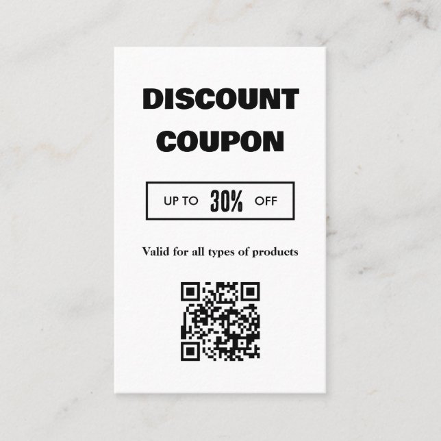 Modern Minimalistisk QR-kod Rabattkort Visitkort (Framsida)