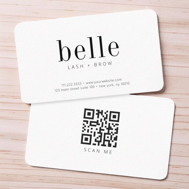 Modern minimalistisk QR-kod Scan Me Lash and Brow Visitkort (Skapare uppladdad)