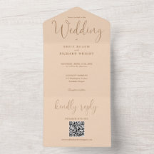 Modern Minimalistisk QR-kod Soft Peach Bröllop