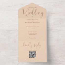 Modern Minimalistisk QR-kod Soft Peach Bröllop