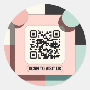 Modern minimalistisk QR-kodmärkning för företag - Runt Klistermärke