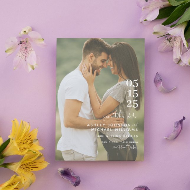 Modern minimalistisk QR-kodskript Bröllop Spara Datumet (Save Our Date! 💍 #ForeverLove)