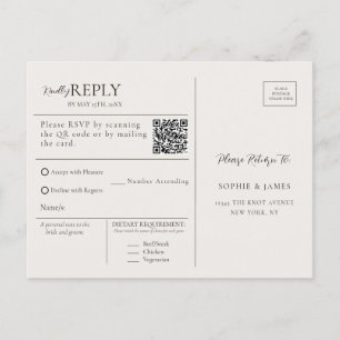 Modern minimalistisk QR-OSA för Kalligrafi Vykort