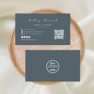Modern minimalistisk Qr-Professionell-Logotyp, Grå Visitkort