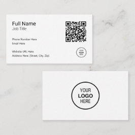 Modern minimalistisk QR-Professionell, svart vit Visitkort