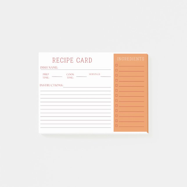 Modern Minimalistisk recept Bok-design Post-it Block (Framsida)