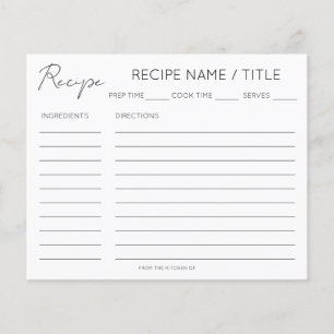 Modern minimalistisk receptkort
