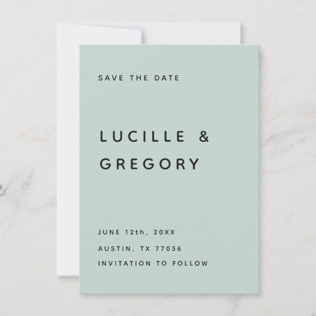 Modern Minimalistisk Redaktionell Versal Seafoam Spara Datumet (Framsida)