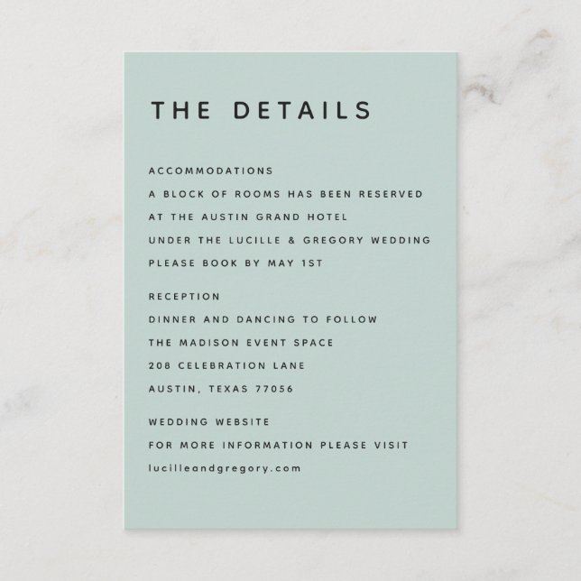 Modern Minimalistisk Redaktionell Versal Seafoam Tilläggskort (Framsida)