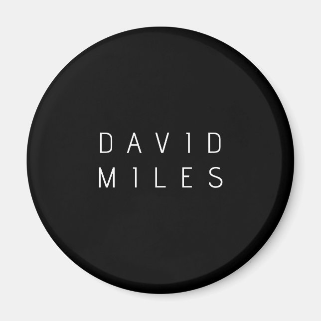 Modern minimalistisk redigerbar Namn | Svartvitt Magnet (Framsidan)