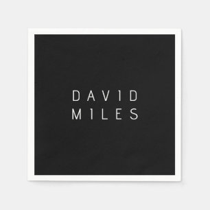 Modern minimalistisk redigerbar Namn Svartvitt Pappersservett