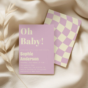Modern Minimalistisk Retro Korall Oh Babyfirande Inbjudningar