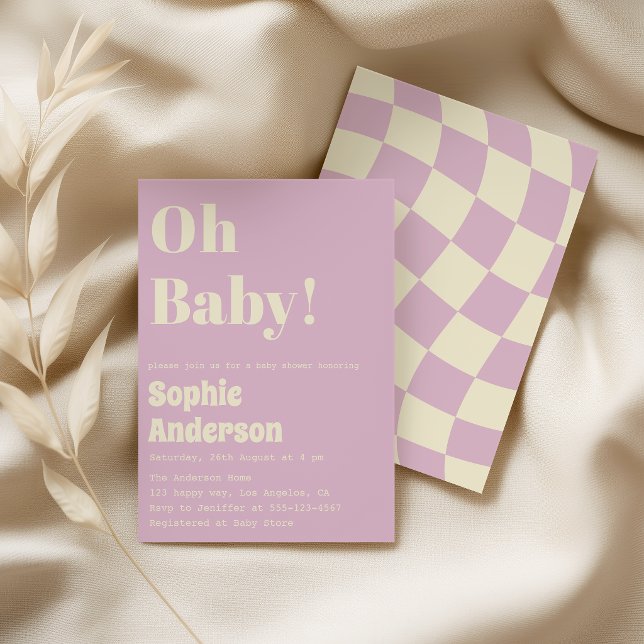 Modern Minimalistisk Retro Korall  Oh Babyfirande Inbjudningar (Skapare uppladdad)