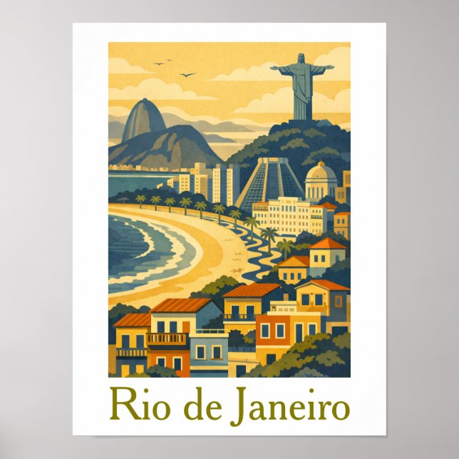 Modern minimalistisk Rio de Janeiro Brasilien Resa Poster (Framsidan)