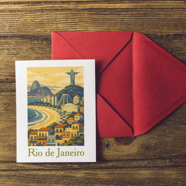 Modern minimalistisk Rio de Janeiro Brasilien Resa Vykort (Modern Minimalist Rio de Janeiro Brazil Travel Postcard)