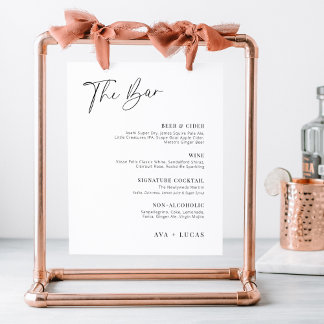 Modern minimalistisk ritningsskylt för Drink List Poster