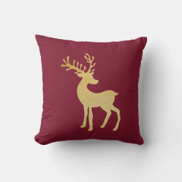 Modern minimalistisk röd och gyllene renska jul kudde
