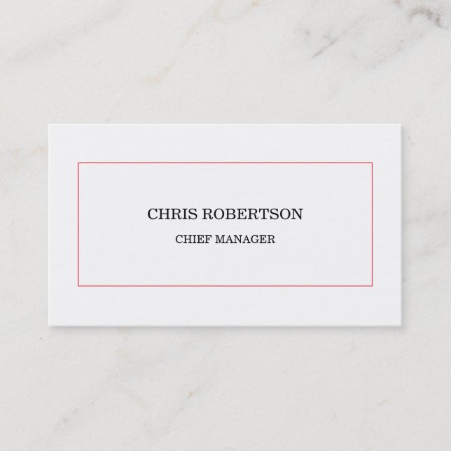 Modern minimalistisk röd vit Professionell Visitkort (Framsida)
