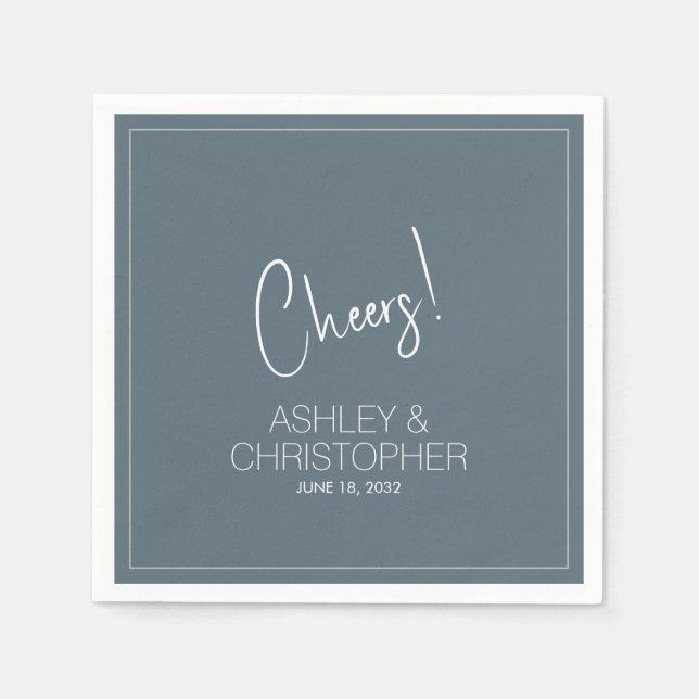 Modern minimalistisk rök blå Bröllop Pappersservett (Framsidan)