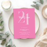 Modern minimalistisk Rosa 21:a födelsedag Inbjudningar<br><div class="desc">Modern 21:a födelsedag med enkel design med typografi av chic och elegant.</div>