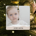 Modern, minimalistisk Rosa av foto och perosnalise Julgransprydnad Keramik<br><div class="desc">Modern,  minimalistisk Rosa av foto och perosnaliserad text</div>