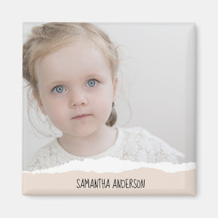 Modern, minimalistisk Rosa av foto och perosnalise Magnet