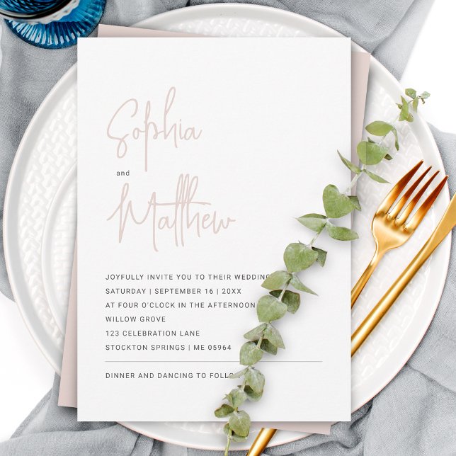 Modern minimalistisk Rosa av skräpskikt | BRÖLLOP Inbjudningar (Skapare uppladdad)