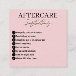 Modern minimalistisk Rosa Eyelash-efterbehandlings Fyrkantigt Visitkort
