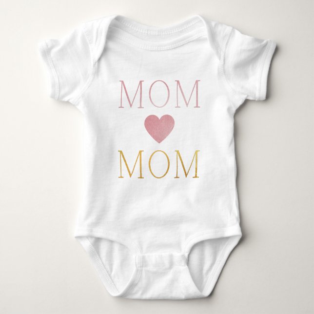modern minimalistisk  rosa Foil Heart MAMMA guld T Shirt (Framsida)