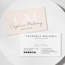 Modern minimalistisk Rosa för kvinnor i monogram Visitkort