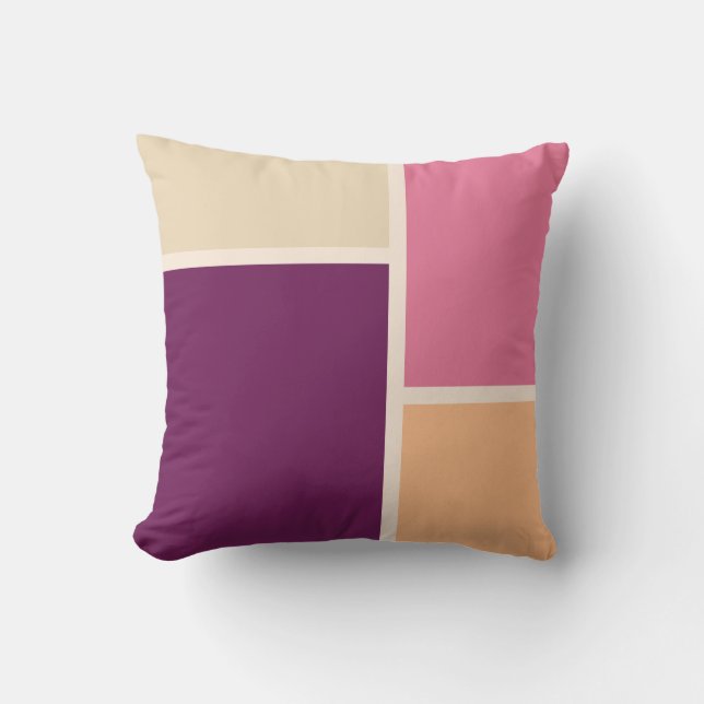 Modern minimalistisk Rosa för Lila i Beige Färg Bl Kudde (Framsida)