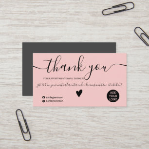 Modern minimalistisk rosa grått order tack visitkort