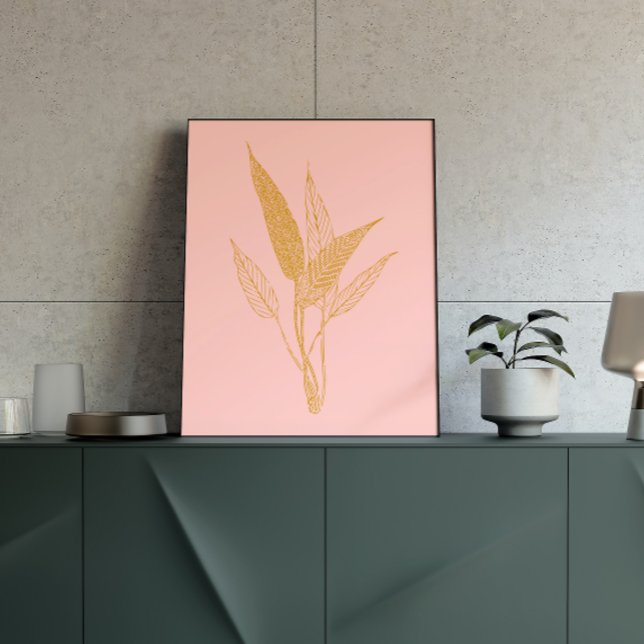Modern minimalistisk Rosa i botaniskt konst i Teck Poster (Skapare uppladdad)