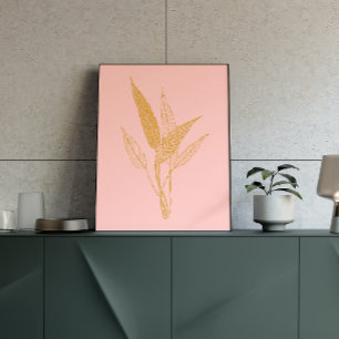 Modern minimalistisk Rosa i botaniskt konst Teckni Poster