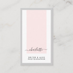 Modern minimalistisk Rosa- och Grått-Lodrät Visitkort