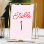 Modern minimalistisk Rosa och Röda Bröllop Bordsnummer<br><div class="desc">Detta är ett modernt minimalistiskt Rosa och Röda Bröllop-Bordsnumret!</div>