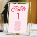 Modern minimalistisk Rosa och Röda Bröllop Bordsnummer<br><div class="desc">Detta är ett modernt minimalistiskt Rosa och Röda Bröllop-Bordsnumret med Namn!</div>