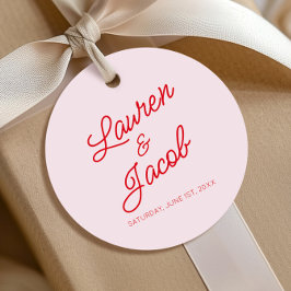 Modern minimalistisk Rosa och Röda Bröllop Gåvor Etiketter
