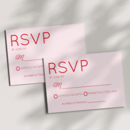 Modern minimalistisk Rosa och Röda Bröllop OSA Kort