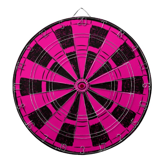 Modern minimalistisk Rosa och svart Darttavla (Framsidan)