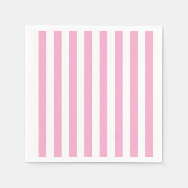 Modern minimalistisk rosa och vitrandig pappersservett (Framsidan)
