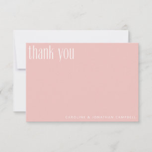 Modern minimalistisk Rosa Personligt bröllp Tack Kort