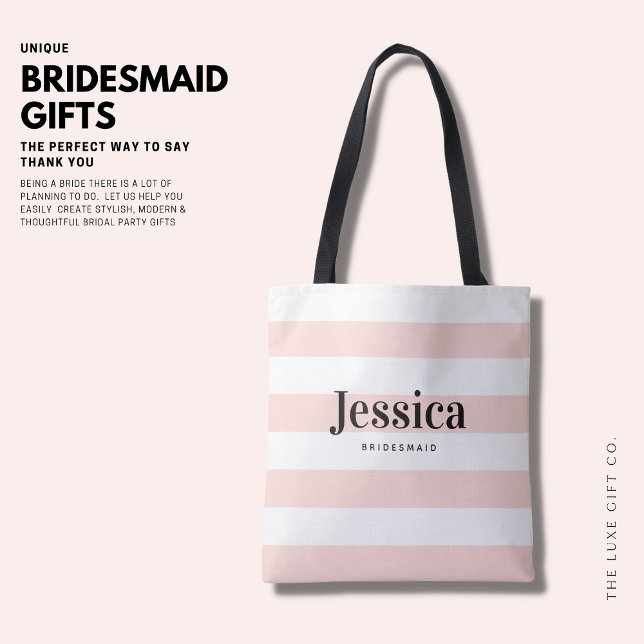 Modern minimalistisk  Rosa Rand Bridesmaid Tygkasse (Skapare uppladdad)