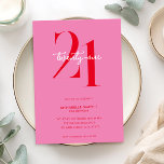 Modern minimalistisk Rosa Red 21:a födelsedag Inbjudningar<br><div class="desc">Modern 21:a födelsedag med enkel design med typografi av chic och elegant.</div>