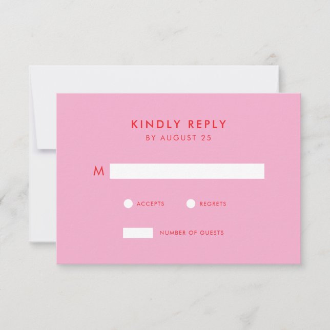 Modern minimalistisk Rosa Red Bröllop OSA Kort (Framsida)