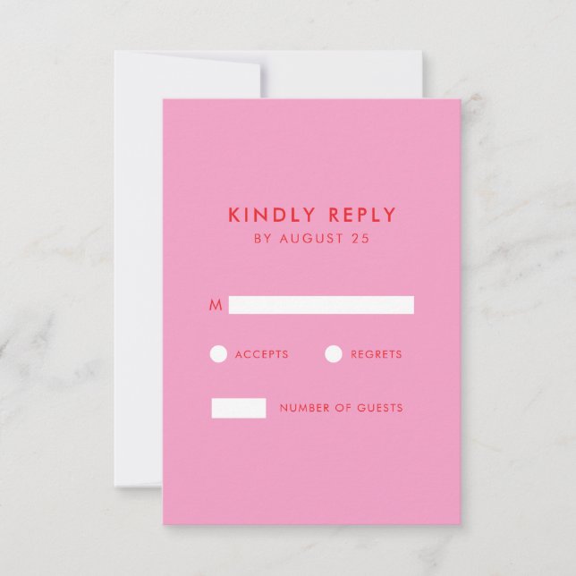 Modern minimalistisk Rosa Red Bröllop OSA Kort (Framsida)