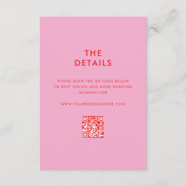 Modern minimalistisk Rosa Red Bröllop Tilläggskort