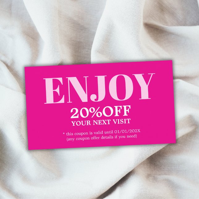 Modern minimalistisk Rosa ros-djärvhet Rabattkort (Skapare uppladdad)