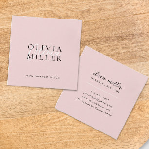 Modern Minimalistisk Rosa Scipt Typografi Fyrkantigt Visitkort