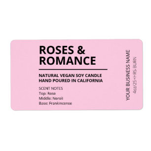 Modern minimalistisk Rosa Soy Vax Candle-etiketter Fraktsedel